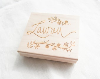 Custom Calligraphy Stamp -  custom stamp hand lettered with your name, phrase or saying