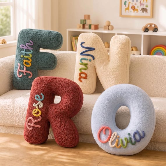 Personalized Letter Pillow, Custom Name Pillow, Handmade Alphabet Cushion, Nursery Decor, Home Decor Gift,Baby Shower Present,Gift for Kid