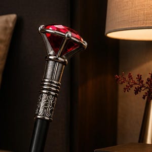 Bastone da passeggio con diamanti colorati, bastone decorativo da gentiluomo in argento, accessorio steampunk (93 cm)