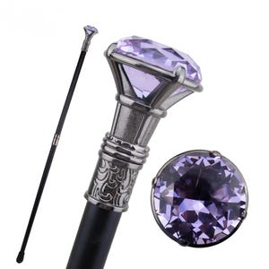 Colorful Diamond Walking Cane, Decorative Silver Gentleman Cane, Steampunk Prop (93cm)