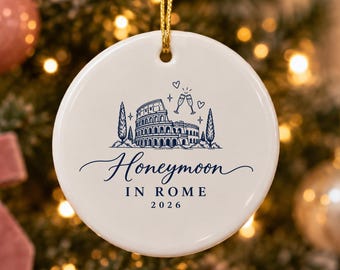 Honeymoon in Rome Ornament 2026, Just Married Christmas Ornament, Italy Honeymoon Gift, Colosseum Ornament, Newlywed Gift