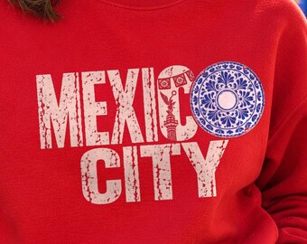 Sudadera de la Ciudad de México, CDMX Talavera Crewneck, Ángel de la Independencia Papel Picado, Regalo de viaje a México para mujer