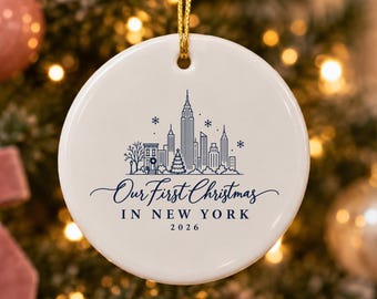 Our First Christmas in New York Ornament 2026, NYC Skyline Ornament, First Christmas Together, New Home Gift, Couple Ornament