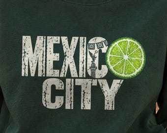 Sudadera de la Ciudad de México, CDMX Lima Cuello redondo, Ángel de la Independencia Papel Picado, Regalo de viaje a México para mujer