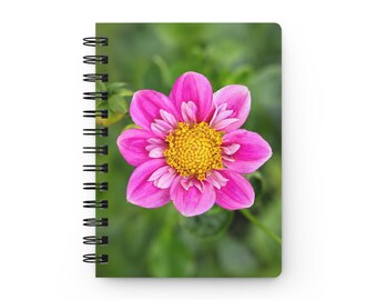 Dahlia Roze met Geel Hart Spiraalnotitieboekje | Bloemennotitieboekje, Botanische Fotografie