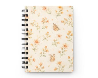 Vintage aquarel vlinders bloemen spiraalgebonden notitieboek | Dagboek