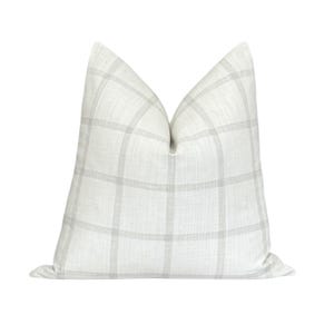 Gray Plaid Pillow Cover, Windowpane Throw Pillow, Modern Farmhouse Pillow Cover, Designer Plaid Pillow Cover, Gray White Pillow Cover, Gift