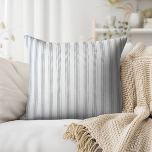 Ticking Stripe Pillow Cover in Gray Pillow Fall Cover for Pillow Farmhouse Pillow Cover Stripe Throw Pillow Cover Gray White Stripe