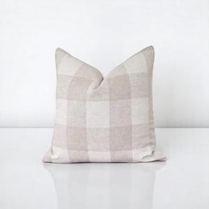 Buffalo Check Pillow Cover Tan Linen Plaid Pillow Fall Farmhouse Throw Pillow Beige Buffalo Lumbar Pillow Linen Christmas Cover 18x18 12x20