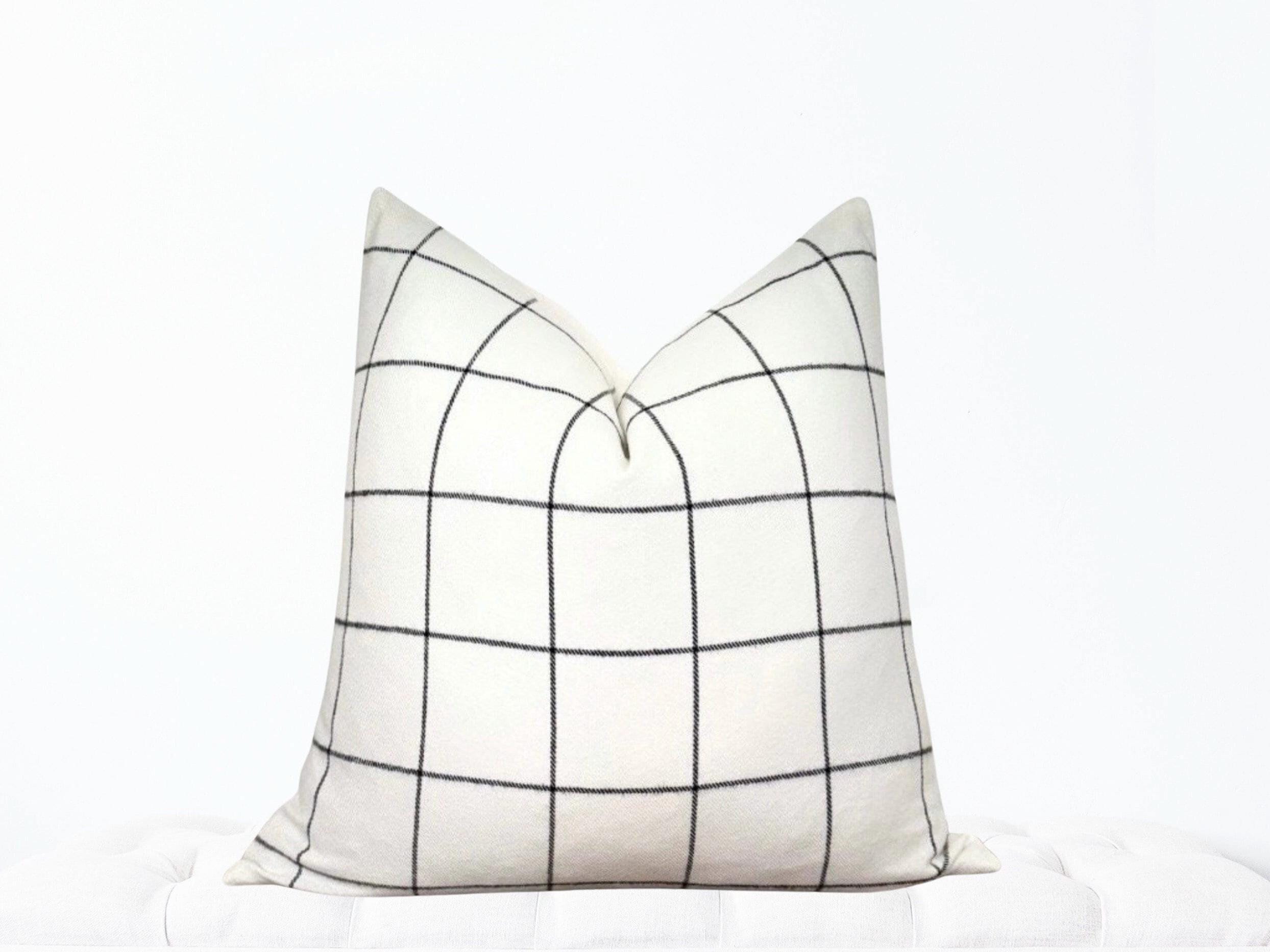 White And Black Grid Square Accent Pillow Cover White And Black Grid Square Accent Pillow Cover