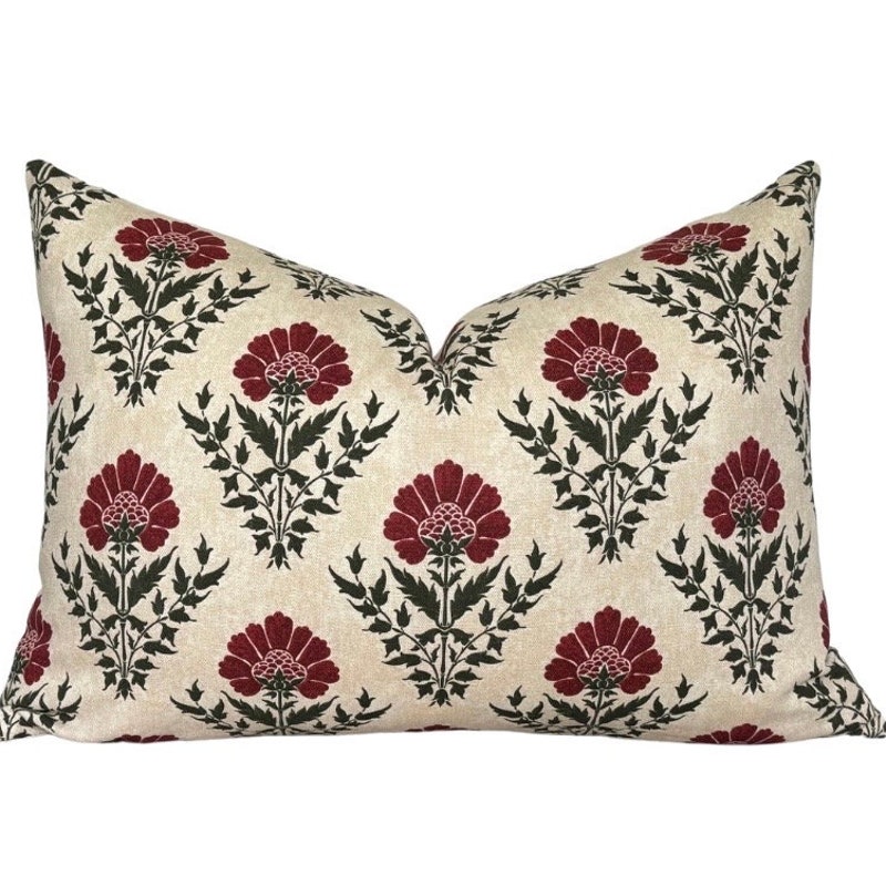 Red Flower Haze Square Pillow