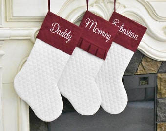 Details about   Blue & Maroon Stocking with Dangling Sequence 