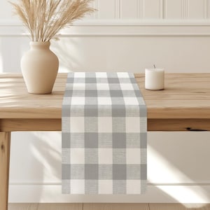 Buffalo Check Table Runner in Gray and White Plaid, Farmhouse Table Runner, Modern Table Decor, Holiday Runner