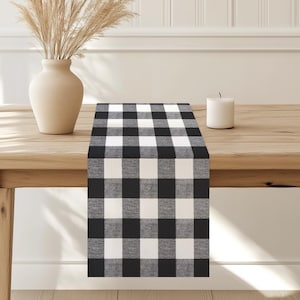 Buffalo Check Table Runner, Plaid Table Runner, Black and White Plaid Table Runner, Fall Runner, Christmas Runner, Farmhouse Table Runner