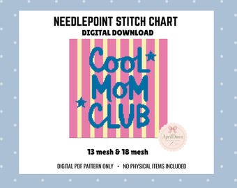 Stickmuster „Mom Club“ | Moderne Stickvorlage (Digitaler Download)