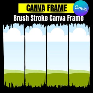 Pinselstrich-Canva-Vorlage mit 4 Rahmen, Canva-Rahmen, Pinselstrich-Rahmen, Rahmen, Canva-Vorlage