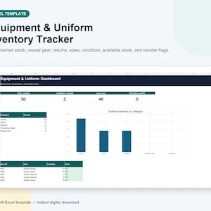 Youth Sports Equipment Tracker | Uniform Inventory and Gear Checkout Log (Excel)