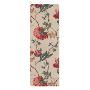 Yogamatta i gummi med vintageblommönster | Rosa pion och vinranka
