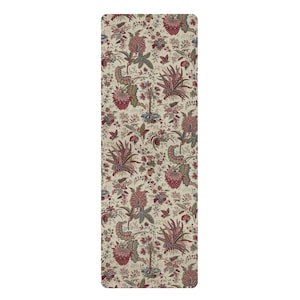 Yogamatta i gummi med blommönster i vintage-stil och paisleymönster | Botaniskt mönster