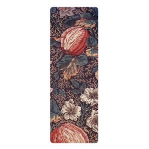 William Morris Yogamatta i gummi med granatäpplemönster | Botanisk vintageblommor