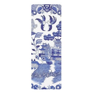 Esterilla de yoga de goma con estampado de sauce azul / Diseño escénico de estilo chinoiserie