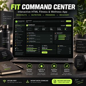 Fitness Planner App, Workout Tracker, Calorie Macro Tracker, Progress Photos, Body Measurements & Wellness Dashboard