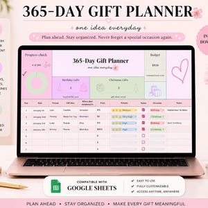 365-Day Gift Planner Spreadsheet | Birthday Christmas Gift Organizer (Digital Download)