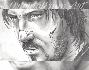 鉛筆肖像画 キアヌ・リーブス キアヌ・リーブスによるジョン・ウィックのオリジナル鉛筆画（8.5x11