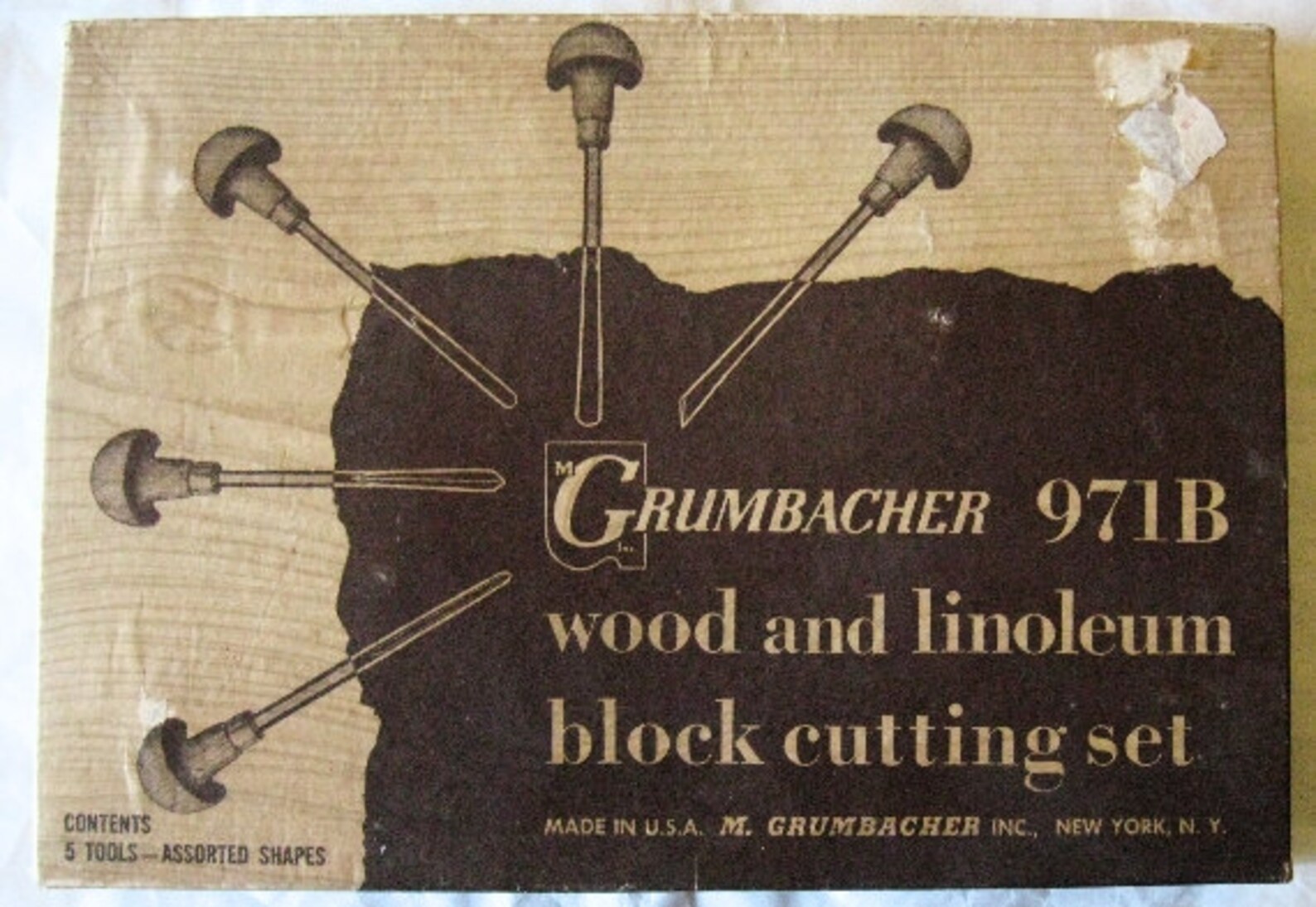 Grumbacher vintage woodlinoleum block carving tool set of Etsy