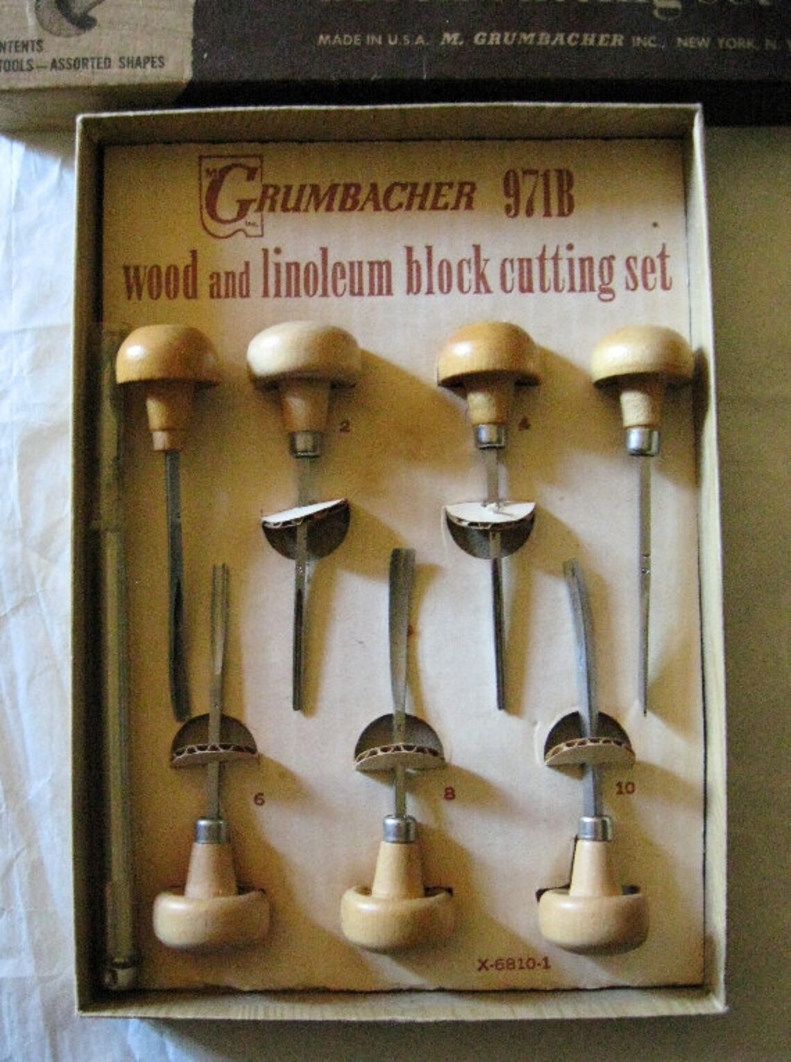 Grumbacher vintage woodlinoleum block carving tool set of Etsy