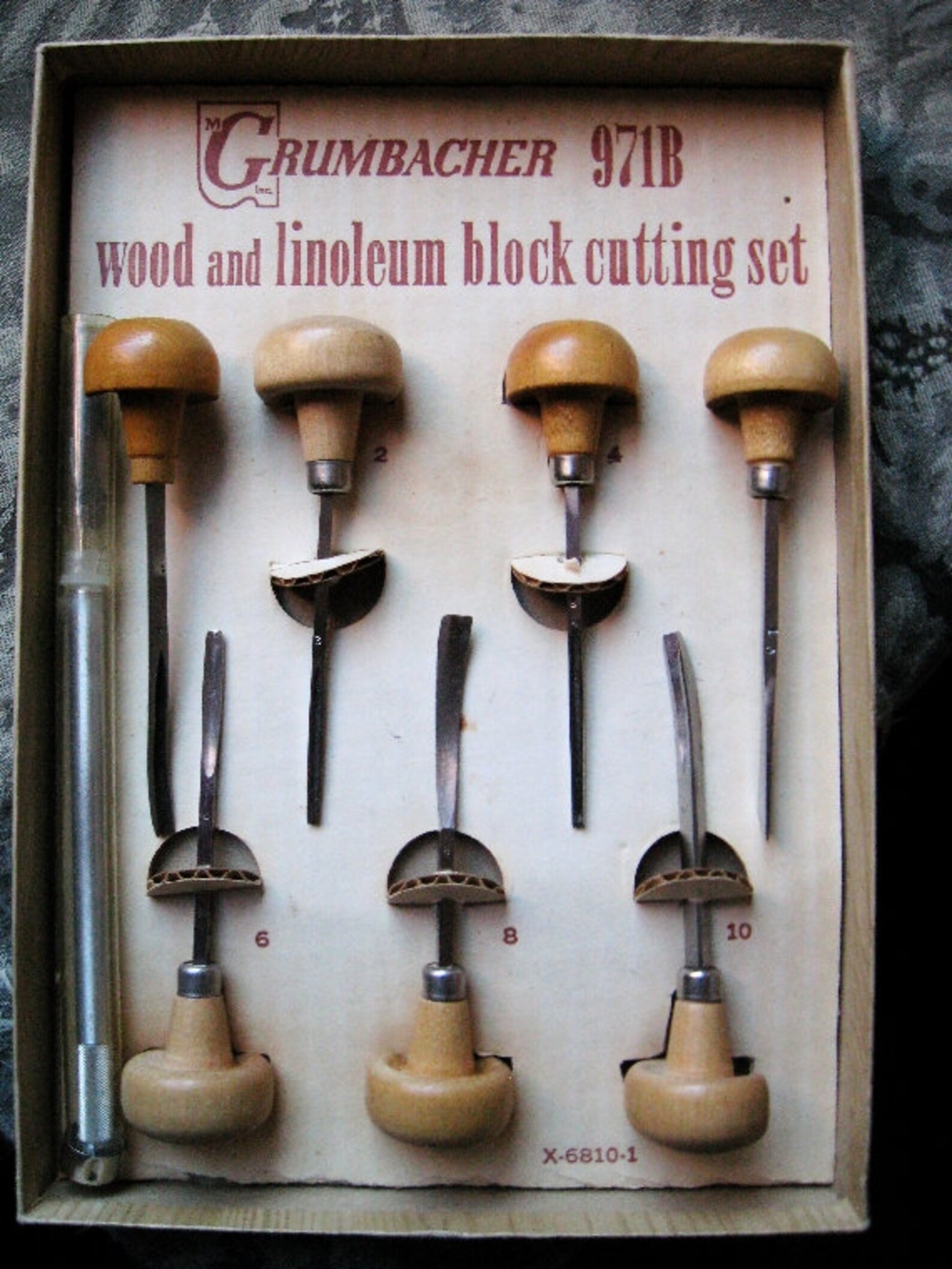Grumbacher vintage woodlinoleum block carving tool set of Etsy