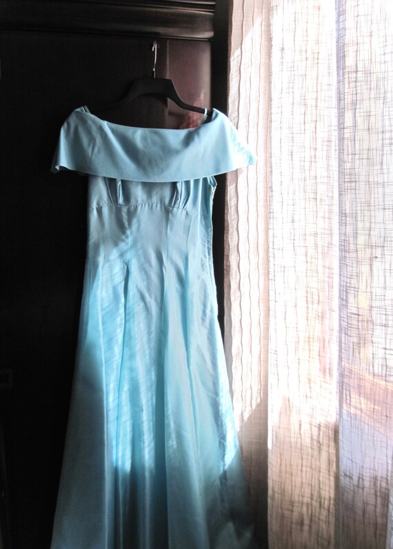Vintage Aqua Prom Dress, Rockabilly, Bridesmaid D… - image 2