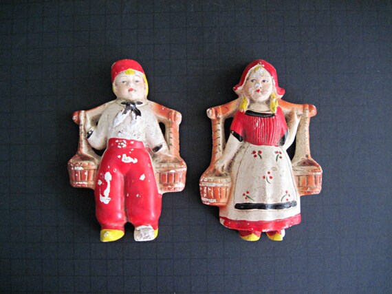 Plaster Chalk Ware Figurines Vintage 1950/'s