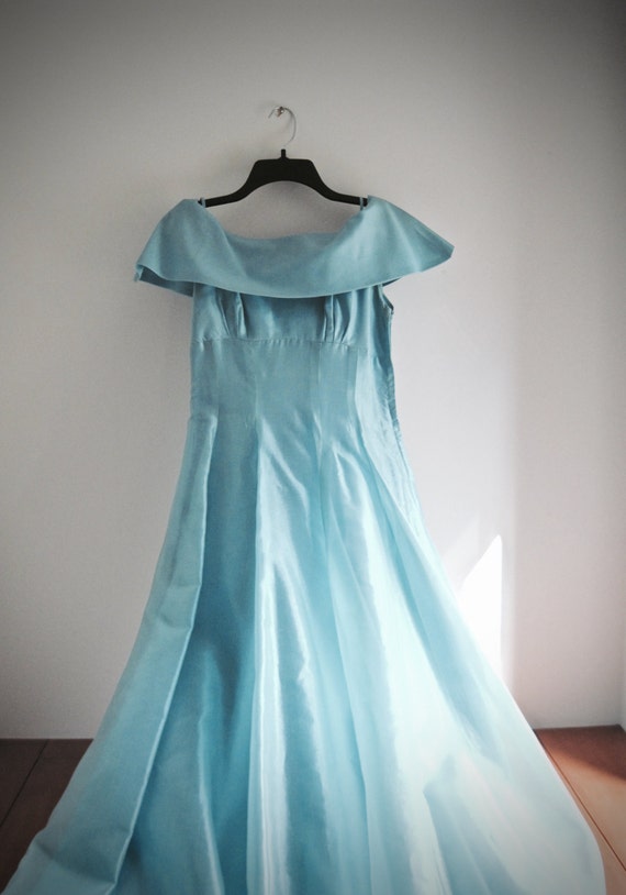 Vintage Aqua Prom Dress, Rockabilly, Bridesmaid D… - image 4