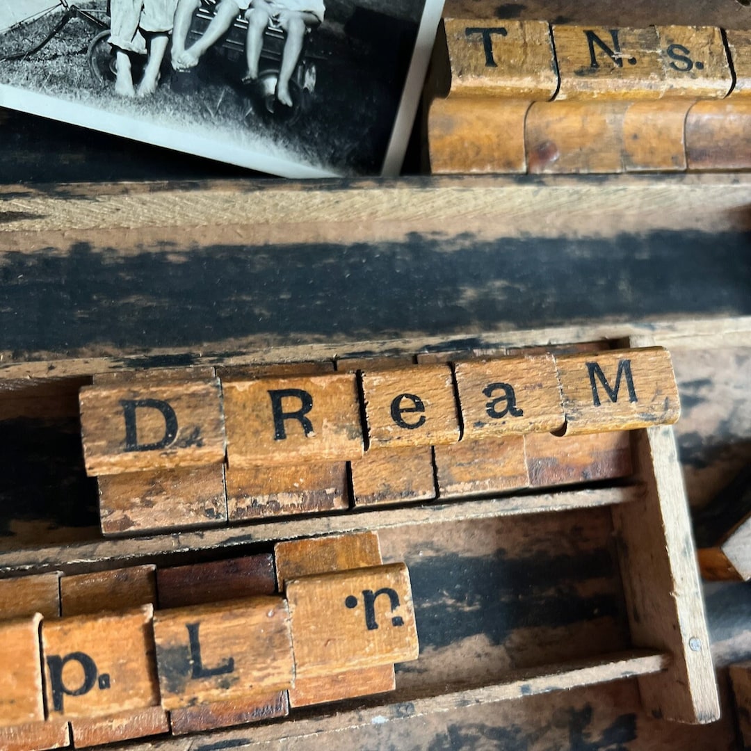 Antique Wooden Stamp Set, Letter Stamps, Printing, Type Set, Vintage