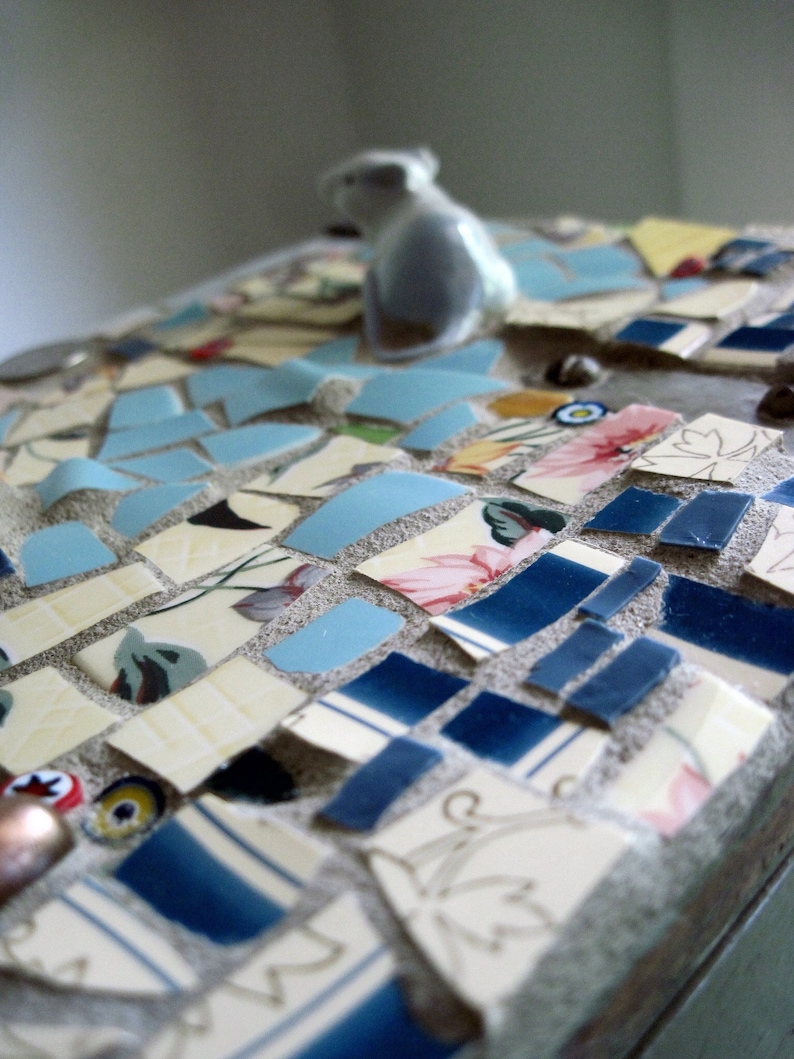 Mosaic Box Broken China Mosaic Antique Vintage Tool Box Etsy