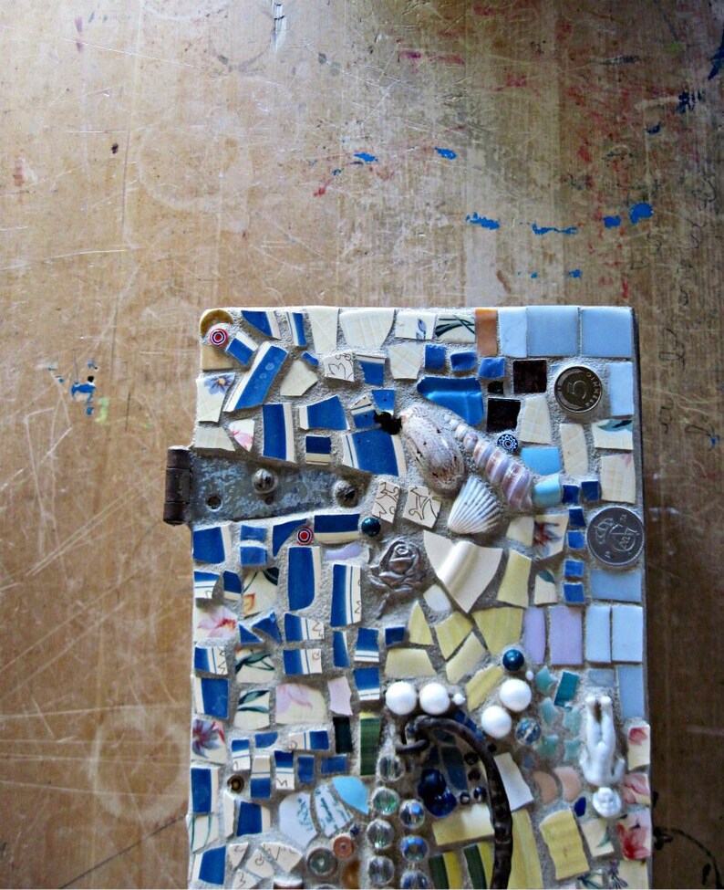Mosaic Box Broken China Mosaic Antique Vintage Tool Box Etsy