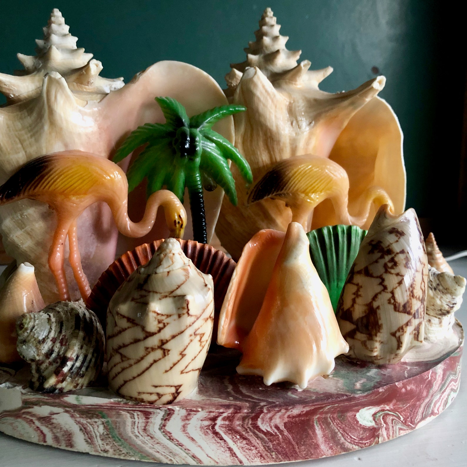 Retro Conch Shell and Flamingo TV Lamp 1950s TV Lamp Etsy