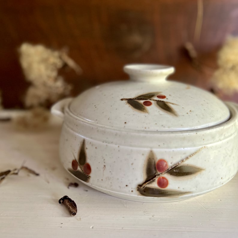 Vintage Otagiri Japan Covered Baking Dish, Bittersweet Pattern Otagiri Stoneware, 1970s Ceramic Casserole Dish image 2