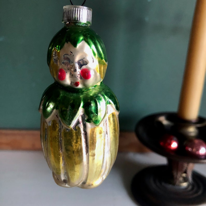 Vintage Ear of Corn Ornament From Austria, Figural Ornaments, Baby Ornament, Mercury Glass, Old Ornament, Christmas Decor, Christmas Tree afbeelding 2