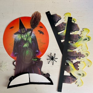 Vintage Halloween Witch Cut Out Honeycomb Party Decoration, 1980s Halloween Decor, Beistle Co. Decor, Halloween Ghosts, Tabletop Decor image 3