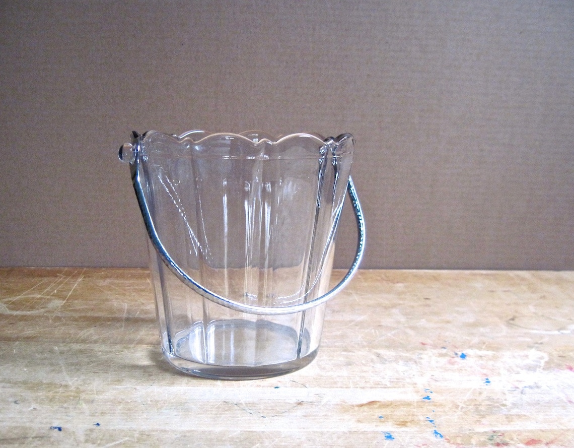 Vintage Crystal Ice Bucket Crystal Barware Depression Glass Etsy