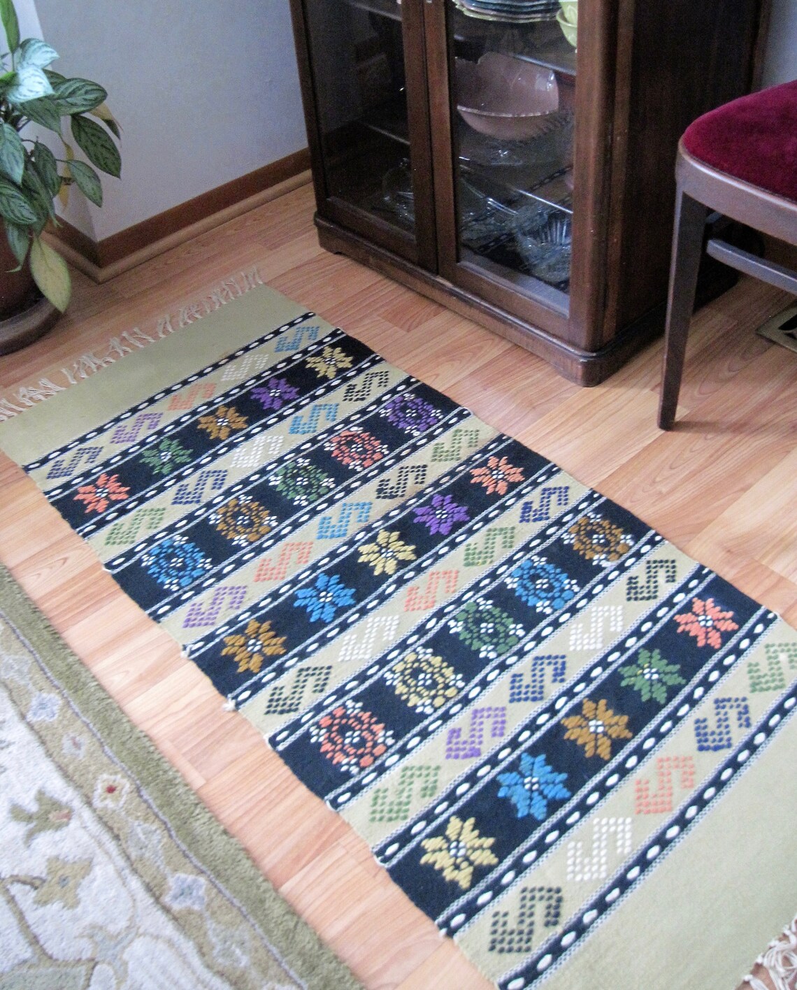 Vintage Mexican Rug Woven Wool Rug Table Runner Etsy