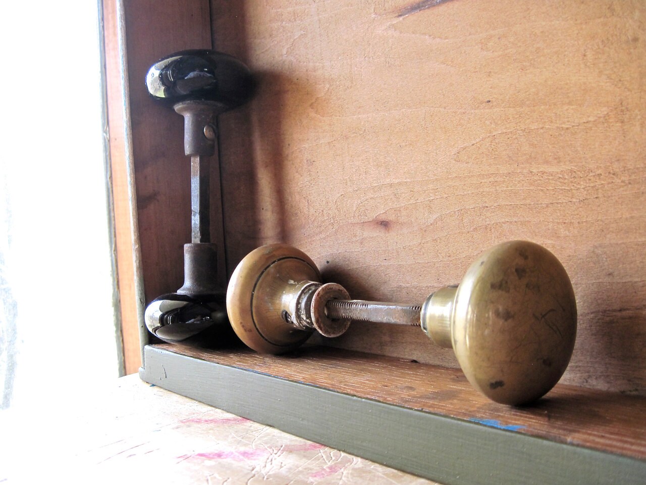 Vintage Brass Door Knob Industrial Door Knobs Black Door Etsy