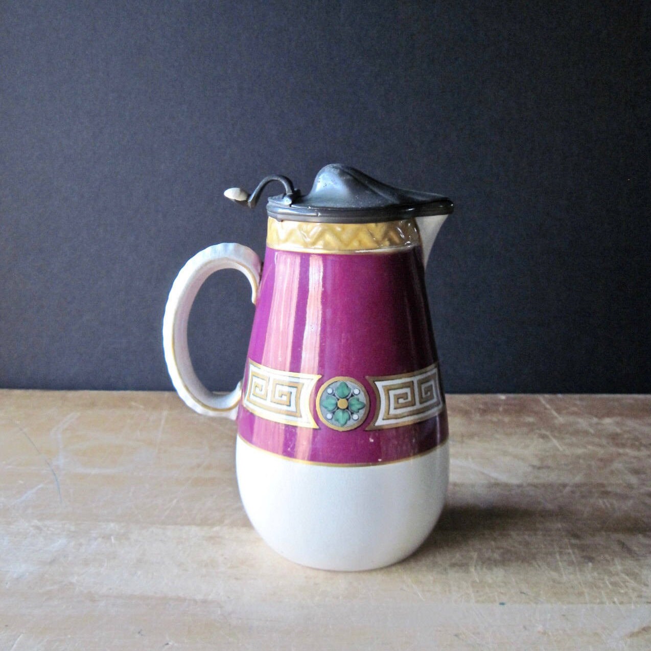 Antique Syrup Pitcher English Antiques Pewter Lid Etsy Australia