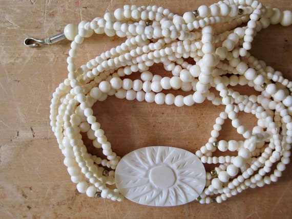 Vintage Celluloid Necklace, Celluloid Choker, Carv
