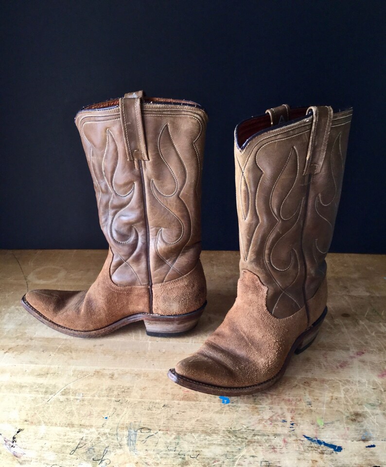 Vintage Western Cowboy Boots Vintage Acme Leather Boots Tan Etsy