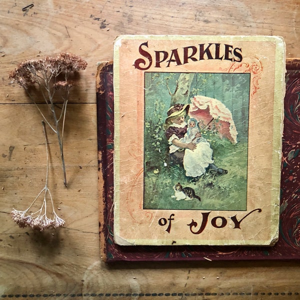 Illustrated Victorian Nursery Book, Sparkles of Joy, Antique Children's Book, Ephemera, Book Collector, Bibliophile, Baby Shower Gift