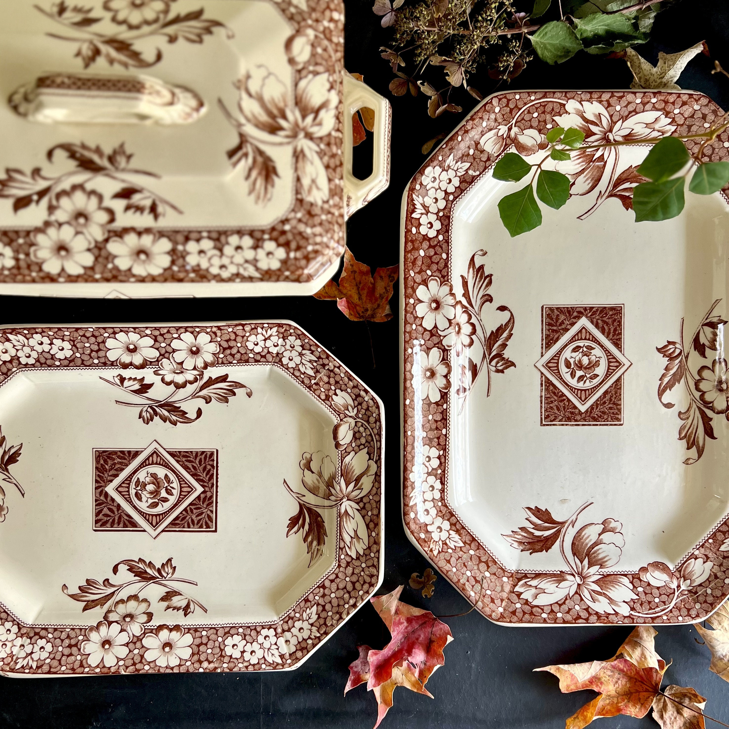 Antique Henry Alcock Transferware: Victorian Ironstone Platters