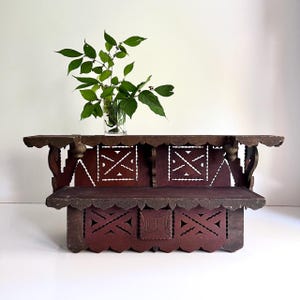 Antique Wooden Wall Shelf, Primitive Shelf, Rustic Wall Box, 1800s Shelf, Tabletop Shelf, Hand Carved Shelf, Bench Made Shelf